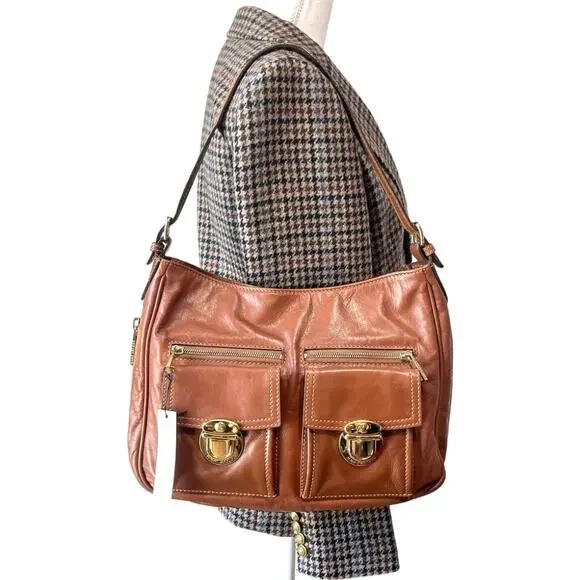 NWT Marc Jacobs Lisa Leather Shoulder Hobo Bag Multi Pockets Brown Y2K Vintage - Picture 4 of 9